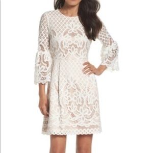 Eliza J Bell Sleeve Lace Fit & Flare Dress White